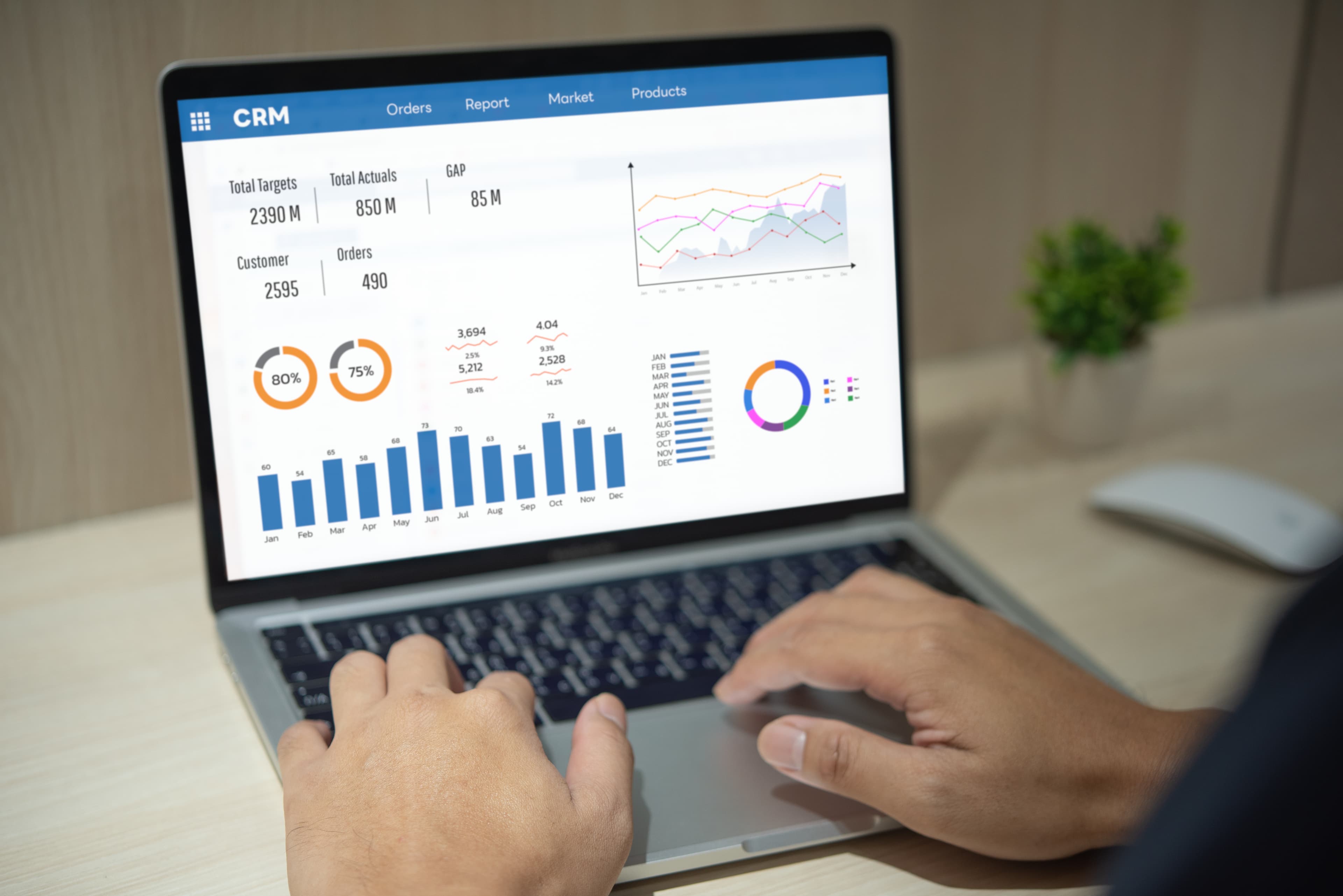 CRM dashboard analytics on laptop